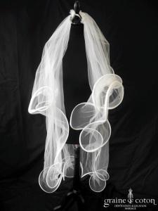 Suzanne Ermann - Voile à volutes en tulle ivoire long de 2 mètres