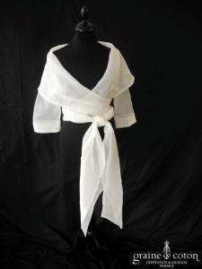 Pronuptia - Étole boléro cache coeur en organza ivoire