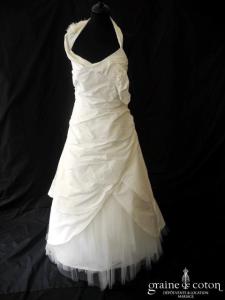 Linéa Raffaëlli - Robe drapée en taffetas ivoire clair