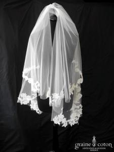 Rosa Clara - Voile mi long en tulle souple ivoire clair bordé de dentelle