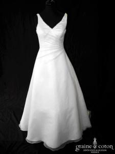 Maylise - Robe en organza drapé ivoire