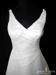 Maylise - Robe en organza drapé ivoire