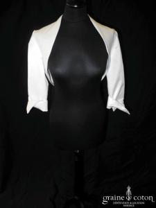 Bella - Boléro en satin ivoire à manches 3/4