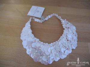 Pronuptia - Collier plastron en paillettes ivoires