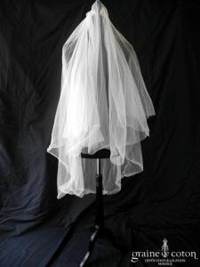 Pronovias - Voile mi long en tulle ivoire, bords bruts