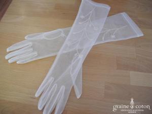 Pronuptia - Gants mi longs en tulle et strass