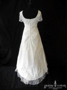 Créations Bochet - Robe empire en dentelle et taffetas ivoire avec manches