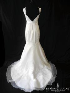 Création - Robe sirène blanche en organza et dentelle