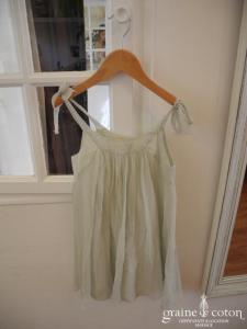 Bonpoint - Robe petite fille en mousseline de soie vert pâle