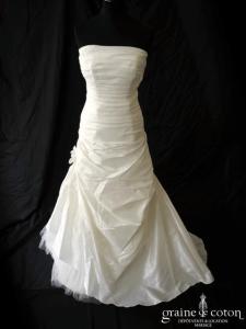 Hervé Mariage - Robe drapée en taffetas ivoire clair
