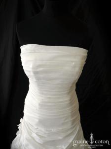 Hervé Mariage - Robe drapée en taffetas ivoire clair