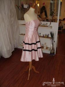 Robe de soirée bustier noire et rose