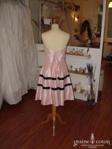 Robe de soirée bustier noire et rose