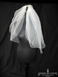 Voile court en tulle et strass ivoire clair