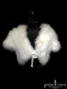 Boléro / manteau en plumes / duvet de cygne ivoire à manches courtes
