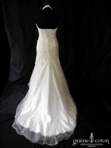 Bain de nuit - Robe sirène tour de cou en mousseline et perles