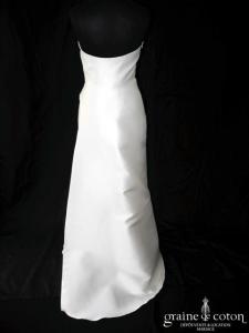 Linea Raffaëlli - Robe sirène taille haute drapée en mikado de soie ivoire