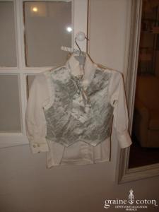 Rossi Junior - Costume complet chemise, lavallière et gilet gris souris