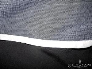 Hervé Mariage - Voile long en tulle ivoire bordé d'un large biais d'organza