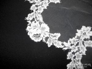 Cymbeline - Voile long de 2,5 mètres en tulle ivoire clair bordé de dentelle de Calais