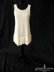 Tara Jarmon - Robe courte en dentelle de coton ivoire