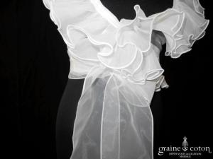 Cymbeline - Boléro cache coeur à volant en organza ivoire clair