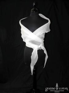 Jesus Peiro - Étole biseautée en organza de soie ivoire clair