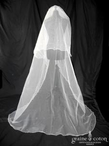 Cosmobella - Voile long de 300 cm en tulle blanc orné de strass