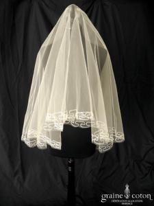 Cymbeline - Voile court ivoire clair brodé