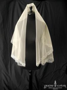 Cymbeline - Voile court ivoire clair brodé