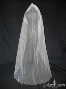 Faragé - Voile long de 2 mètres en tulle ivoire perlé