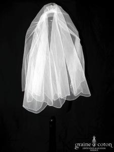 Hervé Mariage - Voile court en tulle blanc bordé de perles