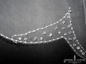 Hervé Mariage - Voile court en tulle blanc bordé de perles