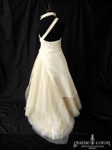 Cymbeline - Robe en taffetas ivoire avec bretelle asymétrique et col