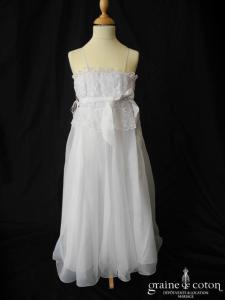 Robe de demoiselle d'honneur en dentelle et mousseline blanche