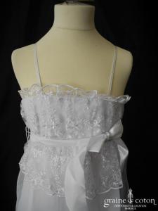 Robe de demoiselle d'honneur en dentelle et mousseline blanche