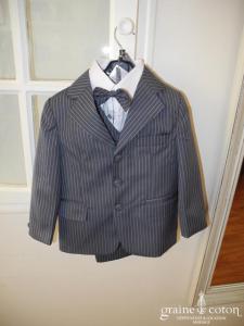 Adriano Jacometti - Costume garçon bleu marine rayé 5 pièces