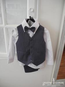 Adriano Jacometti - Costume garçon bleu marine rayé 5 pièces