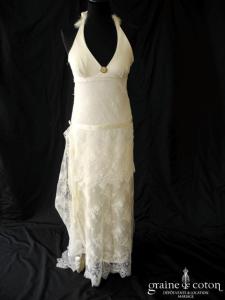 Création - Robe empire en satin de soie et dentelle style années 30