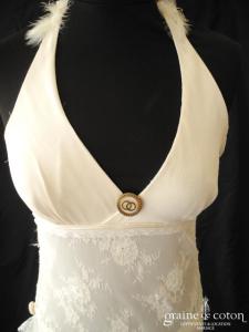 Création - Robe empire en satin de soie et dentelle style années 30