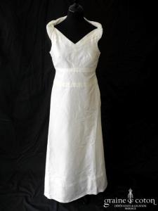 Création - Robe une pièce en soie sauvage ivoire clair