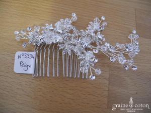 Bianco Evento - Peigne fleurs argentées et strass