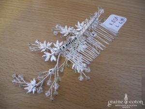 Bianco Evento - Peigne fleurs argentées et strass