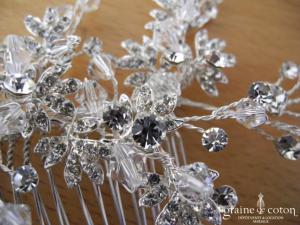 Bianco Evento - Peigne fleurs argentées et strass