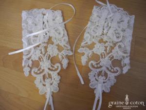 Bianco Evento - Mitaines courtes en dentelle ivoire