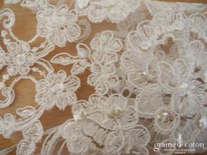 Bianco Evento - Mitaines courtes en dentelle ivoire