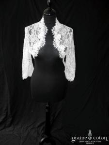 Bianco Evento - Boléro manches longues en dentelle ivoire