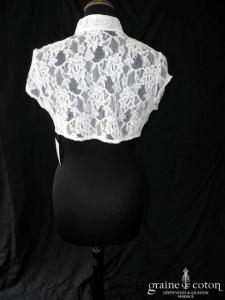 Bianco Evento - Boléro manches courtes en dentelle ivoire avec col mao