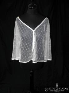 Création - Boléro / cape en tulle plumetis bordée d'un biais de satin