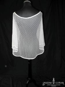 Création - Boléro / cape en tulle plumetis bordée d'un biais de satin